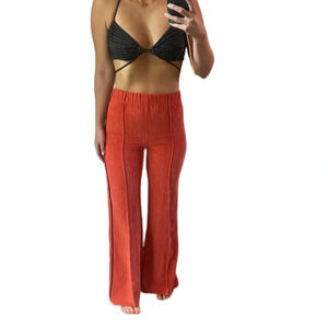 BDG Bright orange corduroy wide leg high waisted flare pants urban outfitters